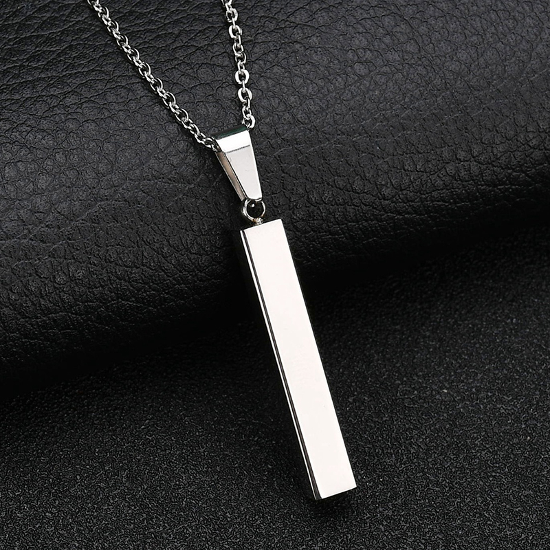 Nextvance Custom Square Strip Pendant Necklace Engraved Name Bar Necklace for Women Men Personalized Gift Geometric Jewelry