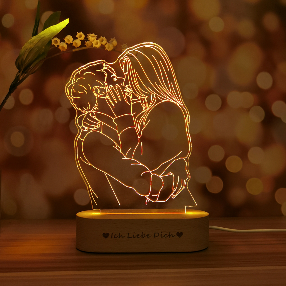 Personalized Custom Photo 3D Lamp Text Customized Bedroom Night Light Wedding Anniversary Birthday Mother's Father's Day Gift