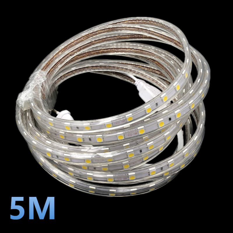 LED Strip Light AC 220V SMD 5050 Flexible Waterproof LED Tape 60LEDs/m Ribbon for Living Room 1M/2M/3M/4M/5M/6M/7M/8M/10M/15M20M