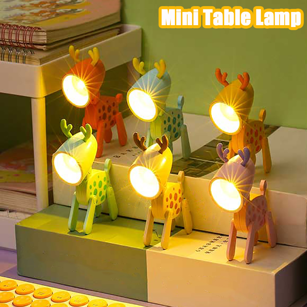 Led Mini Night Light Creative Cartoon Folding Table Lamp Kids Room Bedside Bedroom Decoration Light DIY Desktop Ornament Lamp