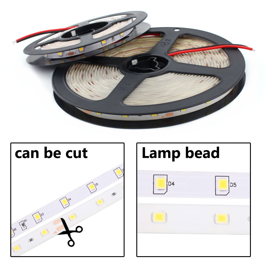 5M / Roll led strip 2835 Luminous Flux More Higher Than Old 3528 5630 5050 SMD LED Strip light 60LEDs/M 12V lamp String Decor