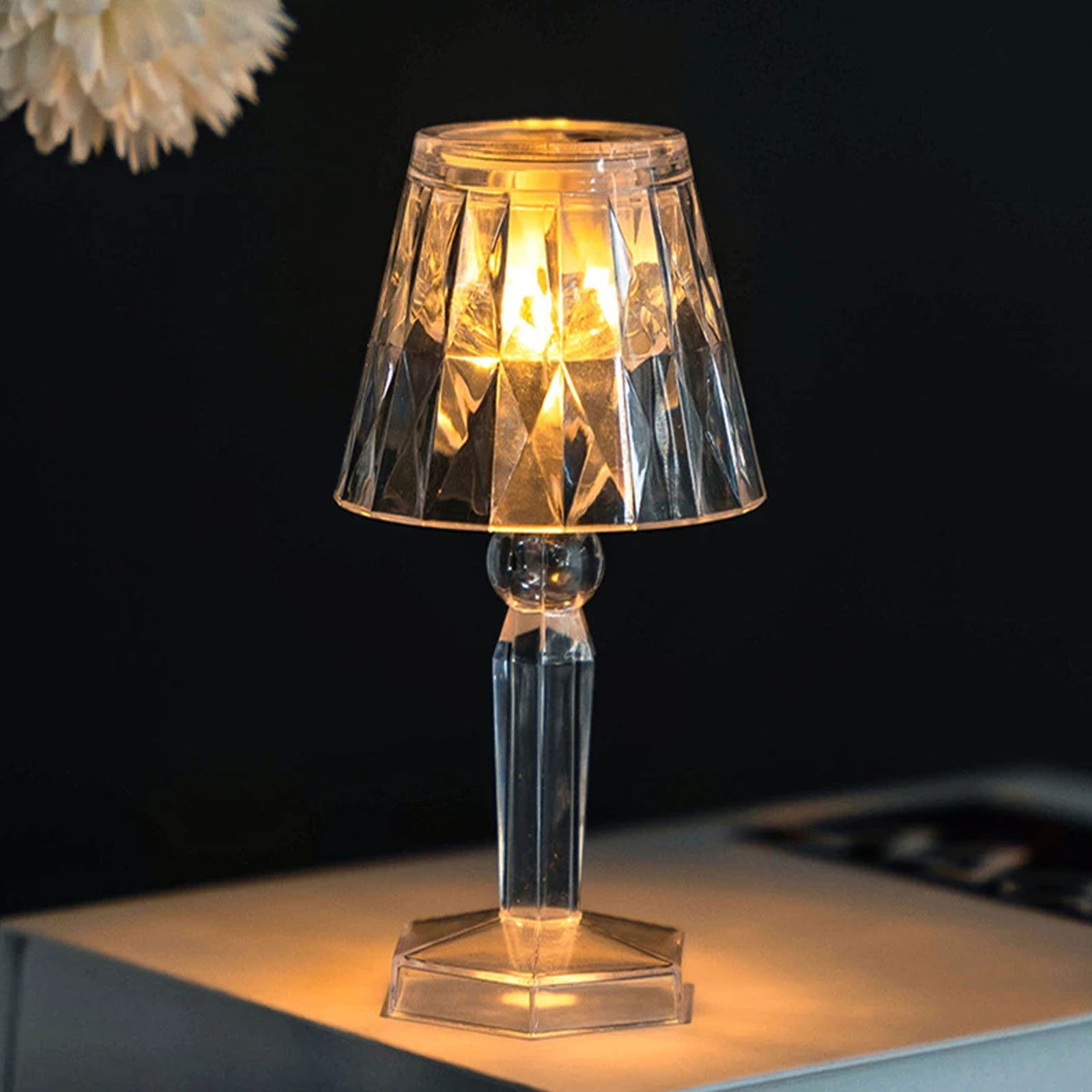 1Pcs LED Crystal Desk Lamp Projetor Acrylic Diamond Table Lamp LED Night Lights Bedside Lighting Light For Bedroom Decorations