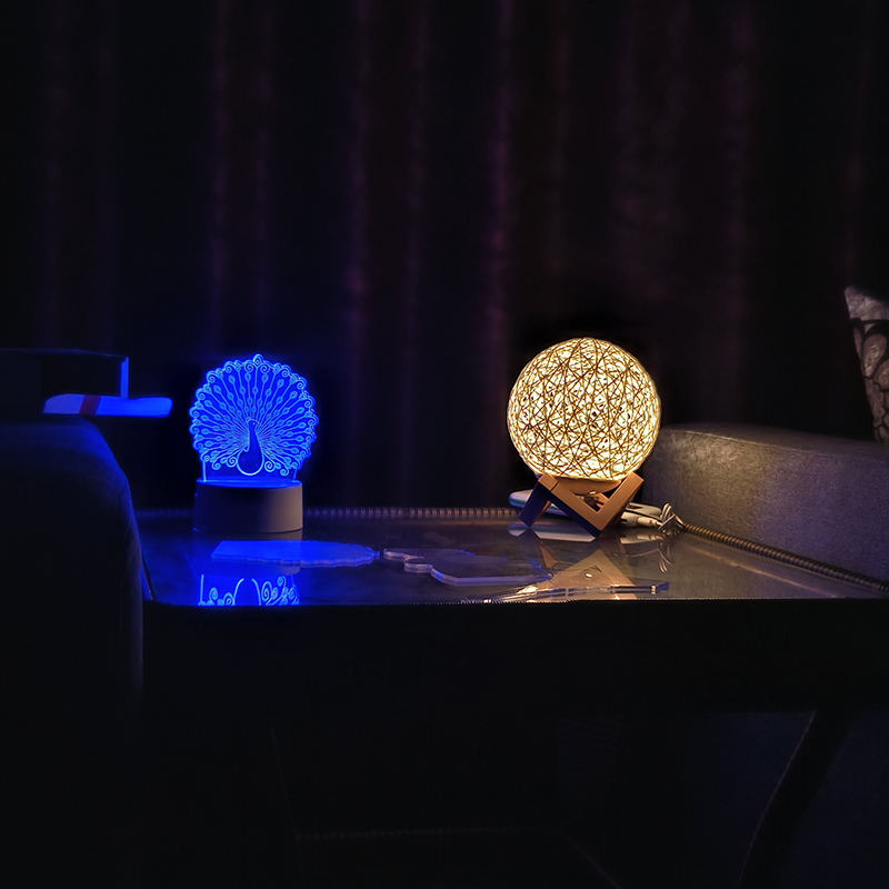 Creative LED Romantic Night Light INS Starry Table Lamp Bedroom Bedside Lights Fantasy Rattan Ball Moon Light Hotel Decorative