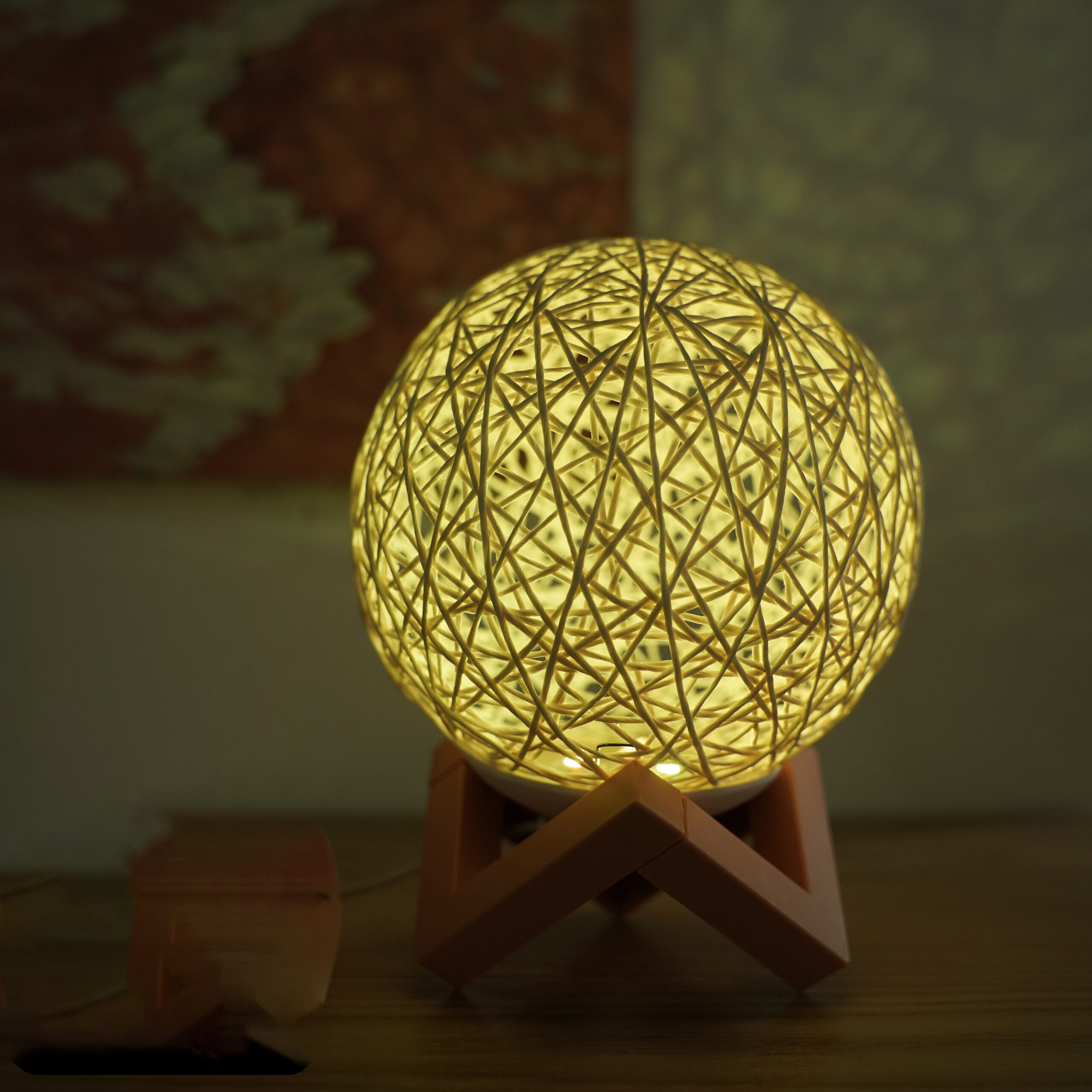 Creative LED Romantic Night Light INS Starry Table Lamp Bedroom Bedside Lights Fantasy Rattan Ball Moon Light Hotel Decorative