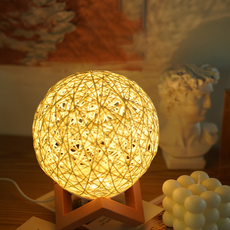 Creative LED Romantic Night Light INS Starry Table Lamp Bedroom Bedside Lights Fantasy Rattan Ball Moon Light Hotel Decorative