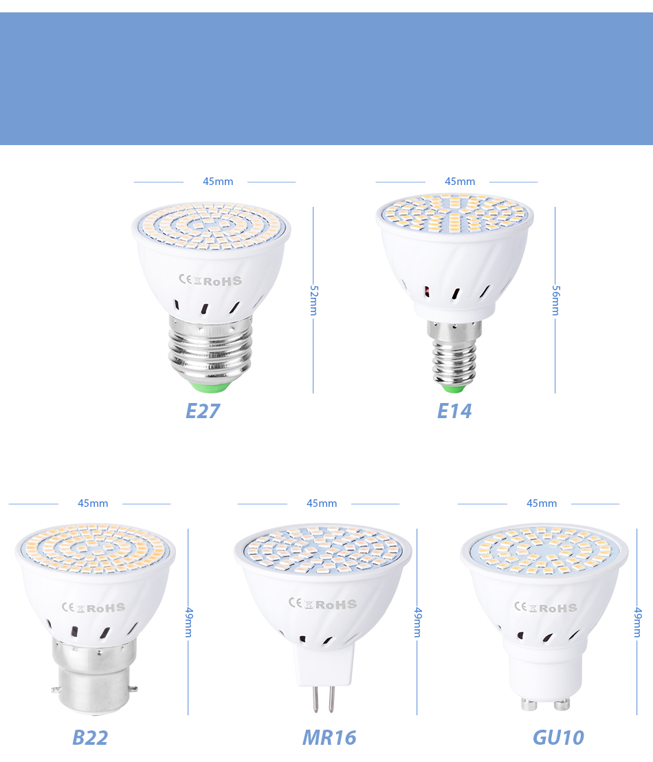 E27 LED Bulb E14 Corn Lamp Gu10 Spotlight MR16 LED Light 5W 7W Light Bulbs 220V Lampara GU5.3 Bombilla Leds For Home Lighting