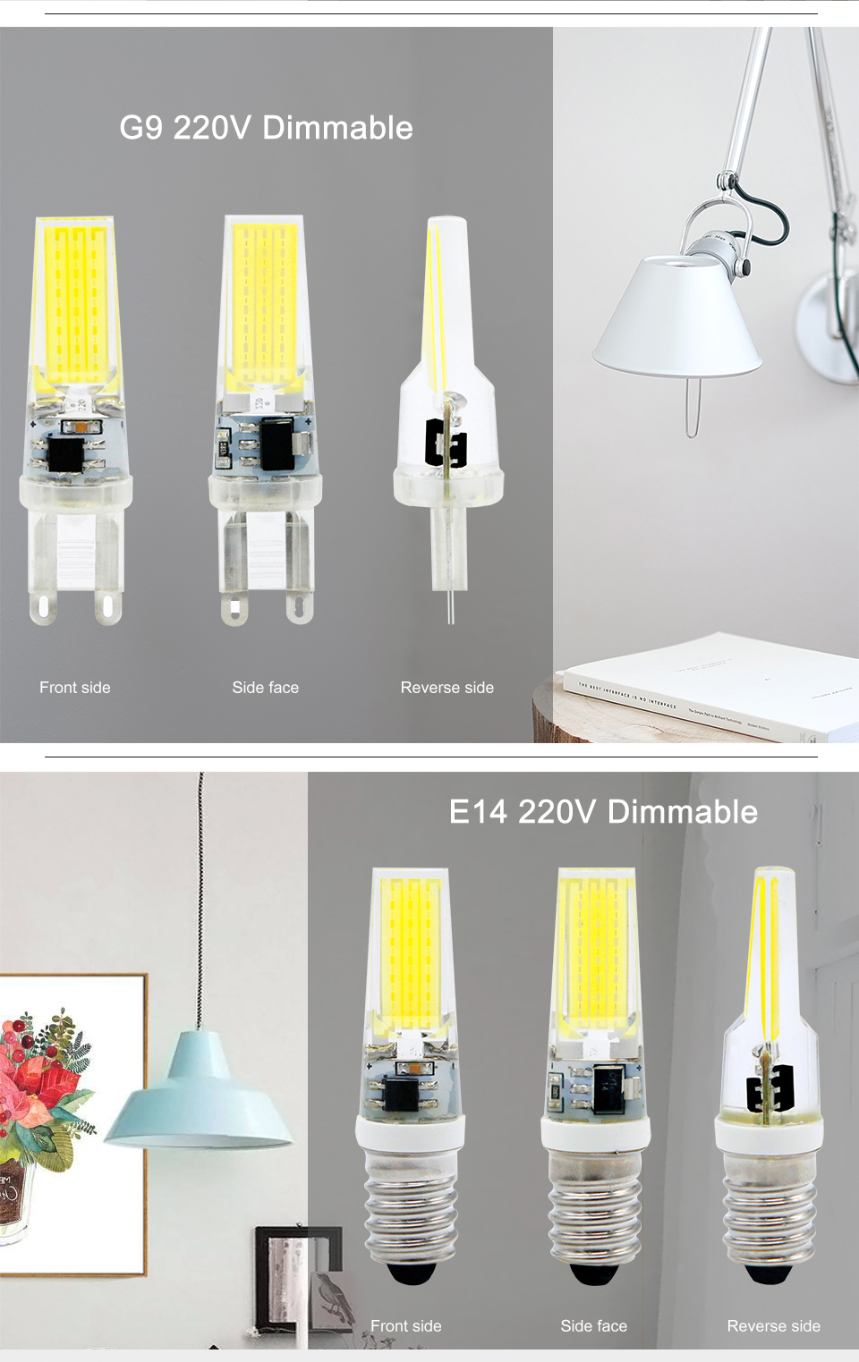 G4 LED COB Lamp Dimmable 6W 9W COB LED Bulb E14 AC/DC 12V 220V Lampada LED G9 COB Spotlight Chandelier Lighting Replace Halogen