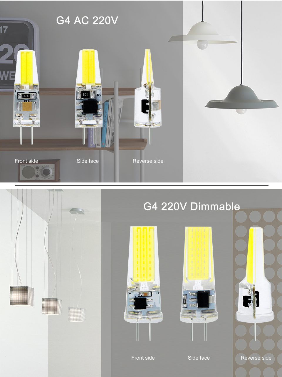 G4 LED COB Lamp Dimmable 6W 9W COB LED Bulb E14 AC/DC 12V 220V Lampada LED G9 COB Spotlight Chandelier Lighting Replace Halogen