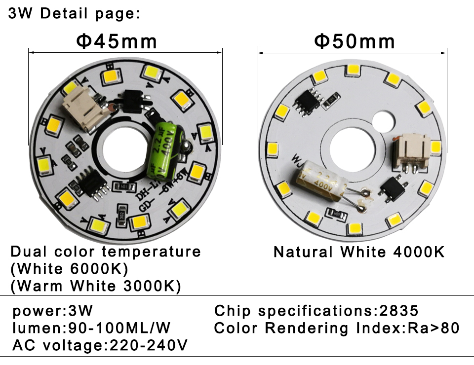 LED Bulb Lamp Chip 3W 6W 12W 18W AC 220V 240V Smart IC No Need Driver DIY Natural White For led downlight Spotlight lamp beads