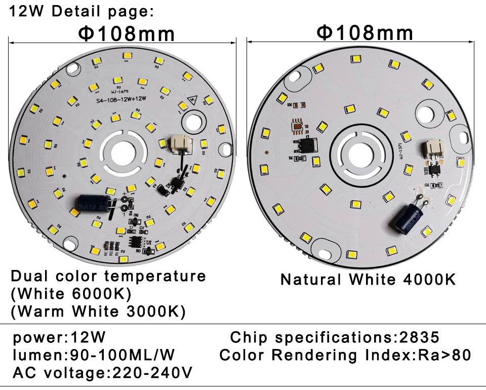 LED Bulb Lamp Chip 3W 6W 12W 18W AC 220V 240V Smart IC No Need Driver DIY Natural White For led downlight Spotlight lamp beads