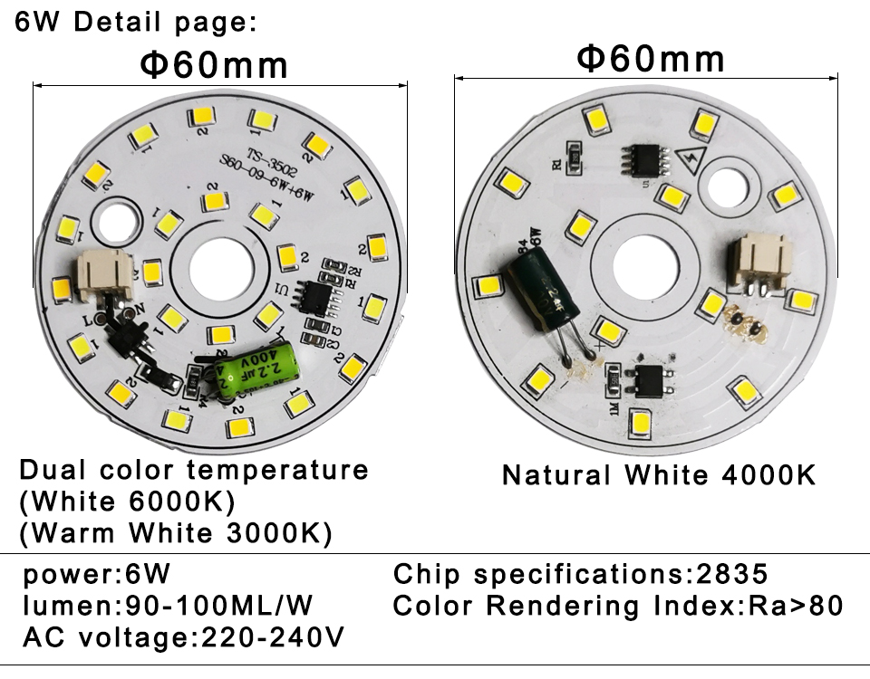 LED Bulb Lamp Chip 3W 6W 12W 18W AC 220V 240V Smart IC No Need Driver DIY Natural White For led downlight Spotlight lamp beads