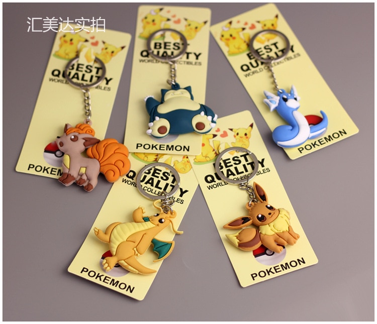 Pokemon Anime Marowak Abra Gengar Ponyta Porygon Alloy Silicone Keychain Accessories Pendant Bag Key Ring Pendant Birthday Gifts