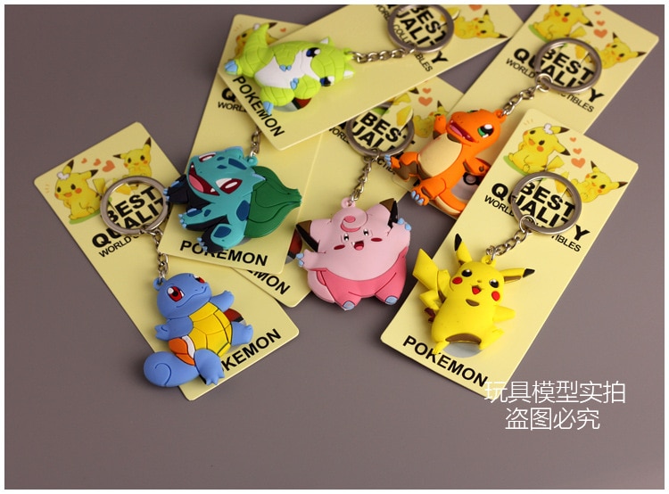 Pokemon Anime Marowak Abra Gengar Ponyta Porygon Alloy Silicone Keychain Accessories Pendant Bag Key Ring Pendant Birthday Gifts