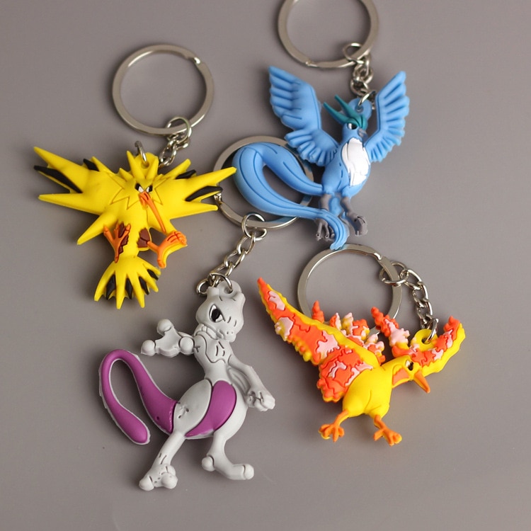 Pokemon Anime Marowak Abra Gengar Ponyta Porygon Alloy Silicone Keychain Accessories Pendant Bag Key Ring Pendant Birthday Gifts