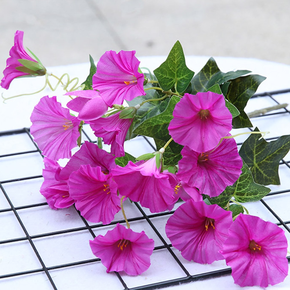 Home Artificial Morning Glory Vine Petunia Wedding Decor Silk cloth Simulation Vibrantly 7 branches Decoration