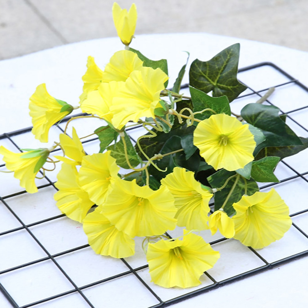 Home Artificial Morning Glory Vine Petunia Wedding Decor Silk cloth Simulation Vibrantly 7 branches Decoration