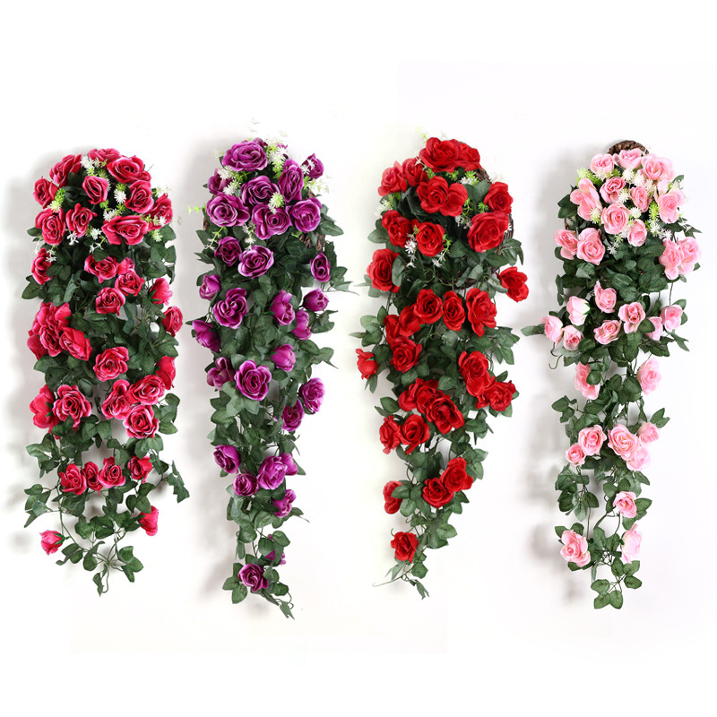 Artificial Flower Rattan Fake Plant Vine Decoration Wall Hanging Roses Flower String Home Wedding Party Backdrop Decoration