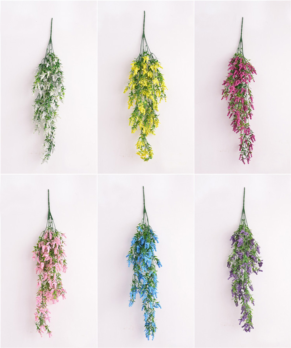 Fashion Violet Artificial Flowers Wall Hanging Basket Flower Orchid Silk Flower Vine Home Wedding Party Street Light Decoration