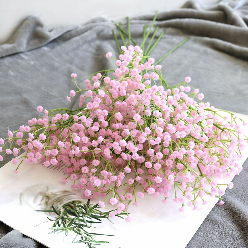 1 Bunch Artificial Fake Silk Gypsophila Flowers Wedding Home Decoration Silicone Real Touch Decorative Garden Decor