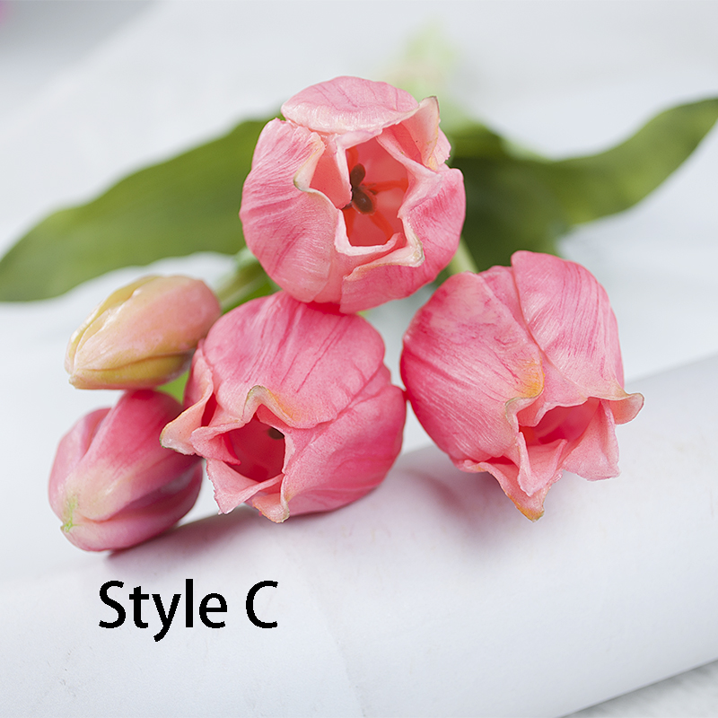 5pcs/Bouquet New Silicone Tulip Artificial Flower Real Touch Fake Flower Bouquet for Wedding Decoration Flowers Home Garen Decor