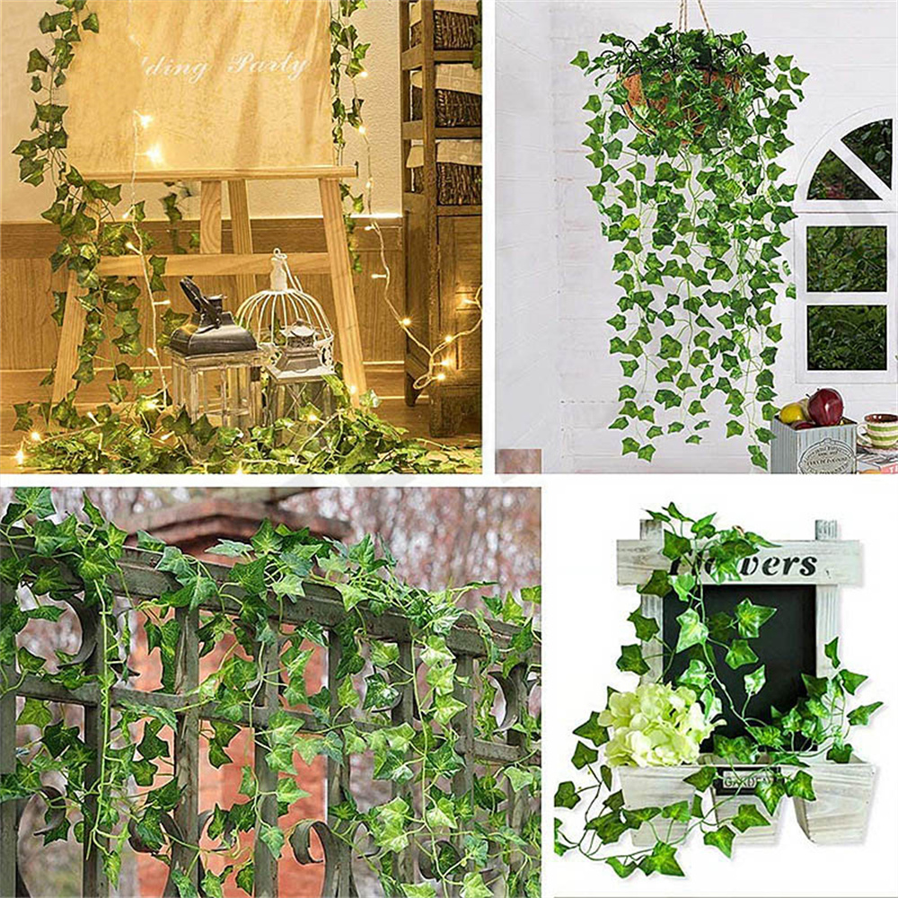 1Pc 230Cm Green Vine Silk Artificial Ivy Hanging Leaf Garland Plant Creeper Leaf ​Home Decor Wedding Bathroom Garden Decoration