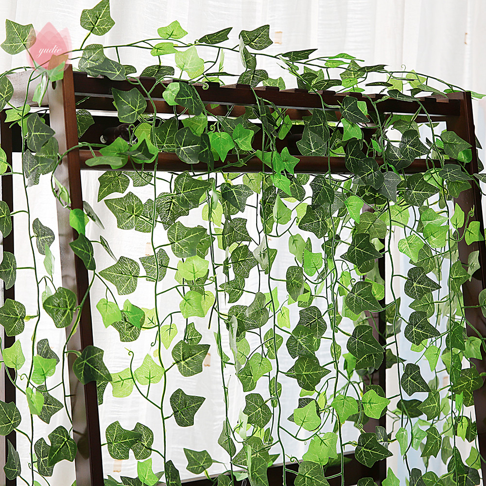 1Pc 230Cm Green Vine Silk Artificial Ivy Hanging Leaf Garland Plant Creeper Leaf ​Home Decor Wedding Bathroom Garden Decoration