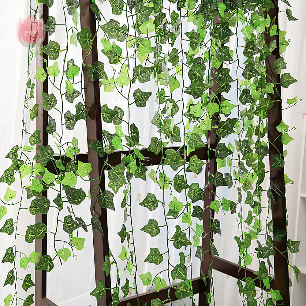 1Pc 230Cm Green Vine Silk Artificial Ivy Hanging Leaf Garland Plant Creeper Leaf ​Home Decor Wedding Bathroom Garden Decoration