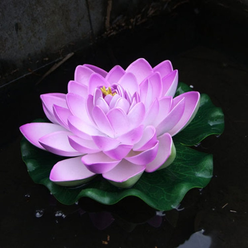 18cm Artificial Water Lily Floating Lotus Flower Pond Aquarium Decor Multicolor Lifelike Water Lily Landscape Decor