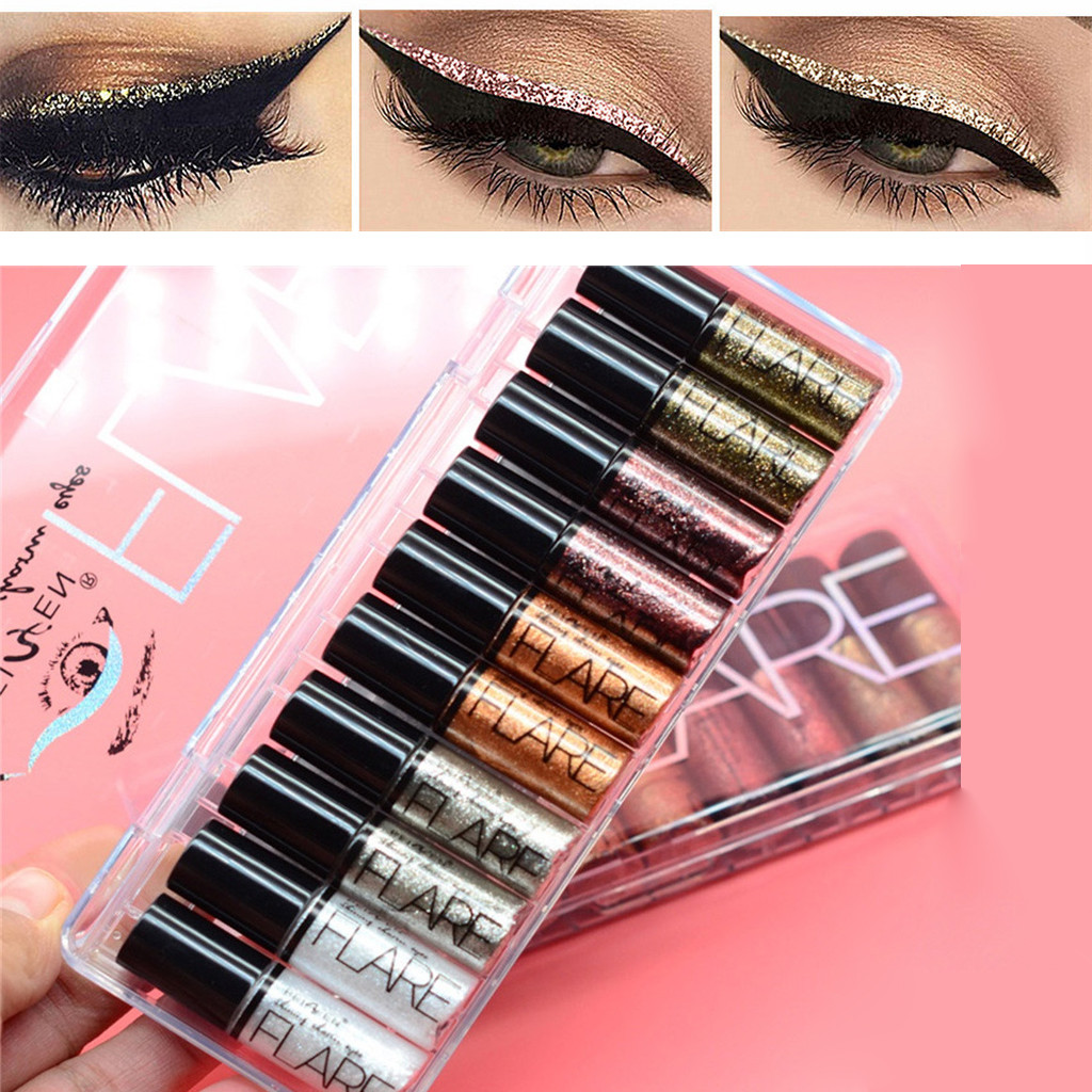 Diamond Shiny Eye Liners Cosmetics Waterproof Silver Rose Gold Color Glitter Sequins Eyeliner Makeup Beauty Eye Shadow