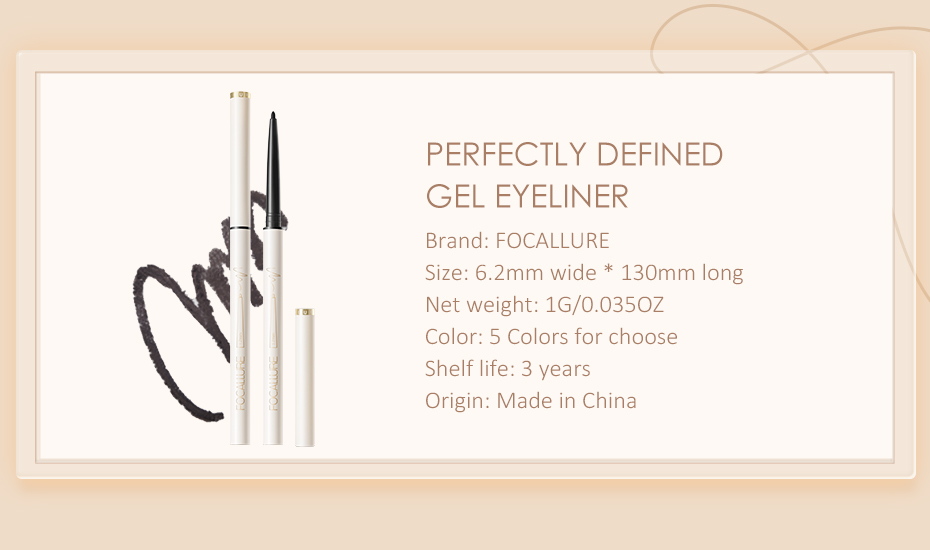 FOCALLURE Ultra-slim Eyeliner Gel Pencil Long Wear Waterproof Soft High Pigment Long-lasting Eye Makeup Tools Women Cosmetics