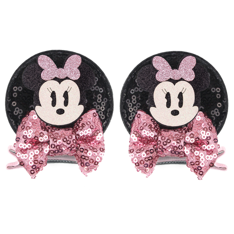 Cute Glitter Disney Cartoon Minnie Mouse Ears Bow Hair Clips Kids Festival Hairpins Party Gift Barrettes Girls Hair Accessories