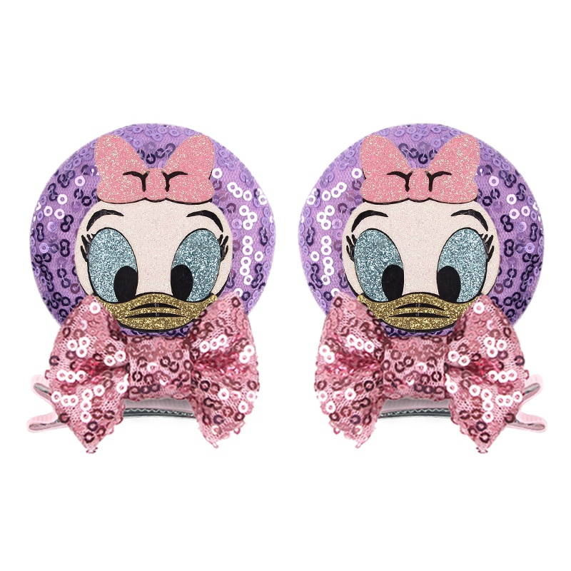 Cute Glitter Disney Cartoon Minnie Mouse Ears Bow Hair Clips Kids Festival Hairpins Party Gift Barrettes Girls Hair Accessories