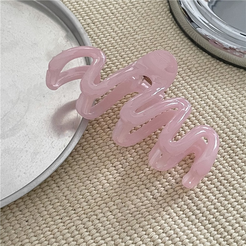 Dopamine Girl Color Wave Line Back Head Updo Hair Claw Hair Claw Clip New Texture Plastic Hairpin Hair Claw Hair accessories