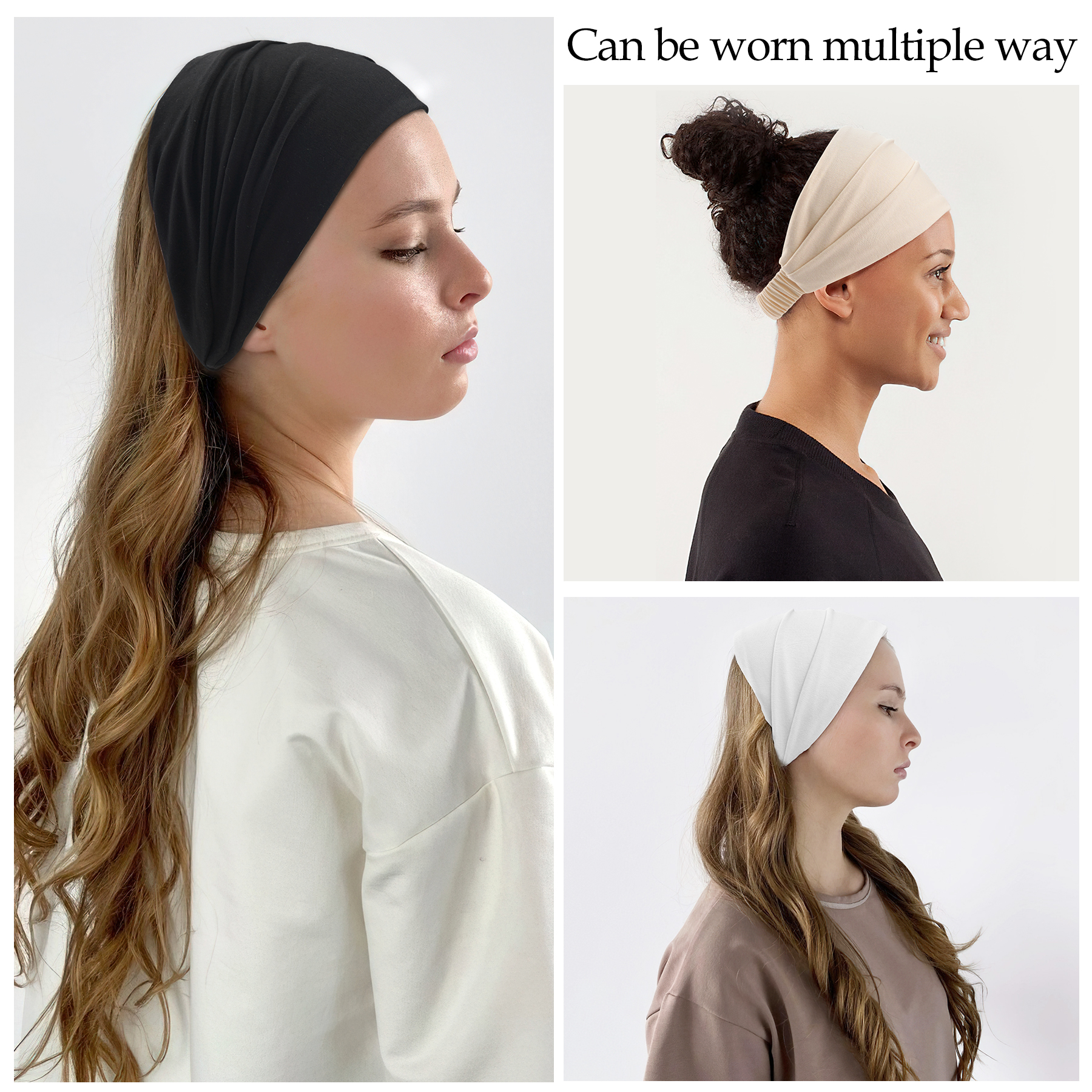 Wide Headwrap Headbands for Women Boho Knoted Elastic Hair Bands Girls Hair Accessories Yoga Running Travel Print Turban Bandage