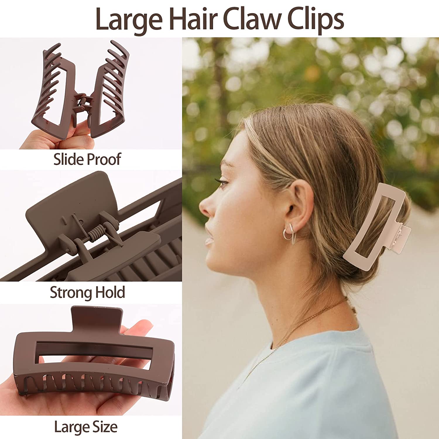 3/4PCS Women Girls Hair Claws Clips Black Cofee Large Claw Clips Ponytail Hairpin Crab Barrette Fashion Hair Accessories Gifts