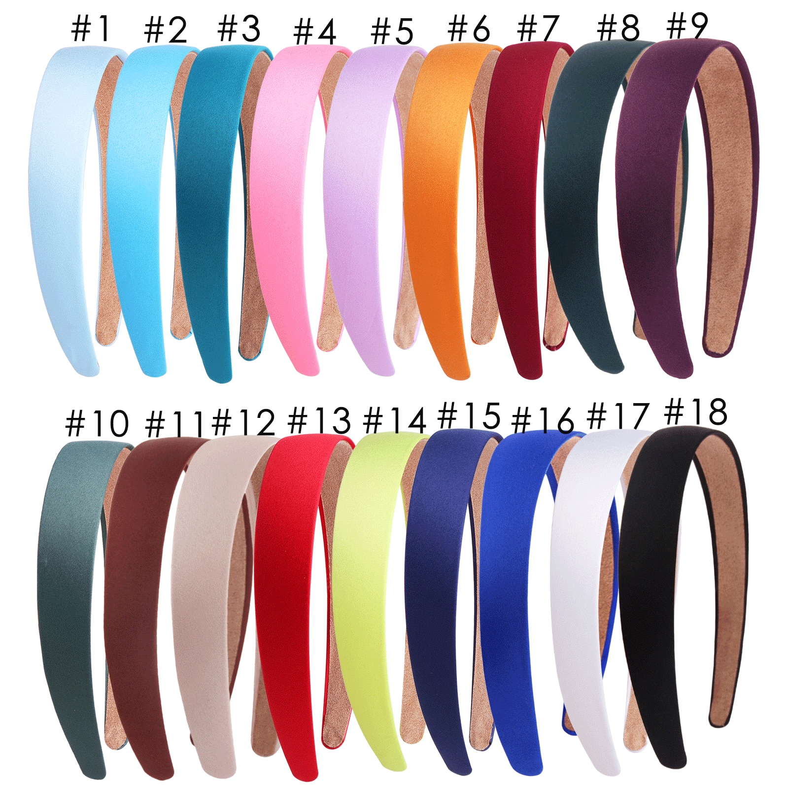 3cm/1.18in Satin Headbands Wide Non-slip Headband for Women Gilrs Colorful Comfortable Hard DIY Craft Headbands