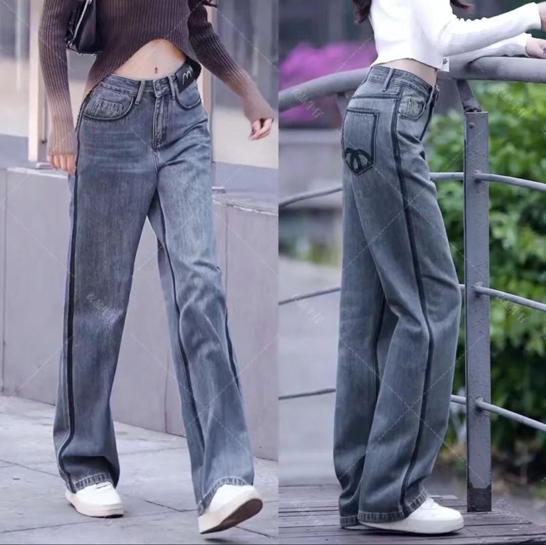 2023 High Waist Slim and Elastic Free Straight Leg Trousers Dropped Wide Leg Trousers Fashion Long Pants Jeans for Women