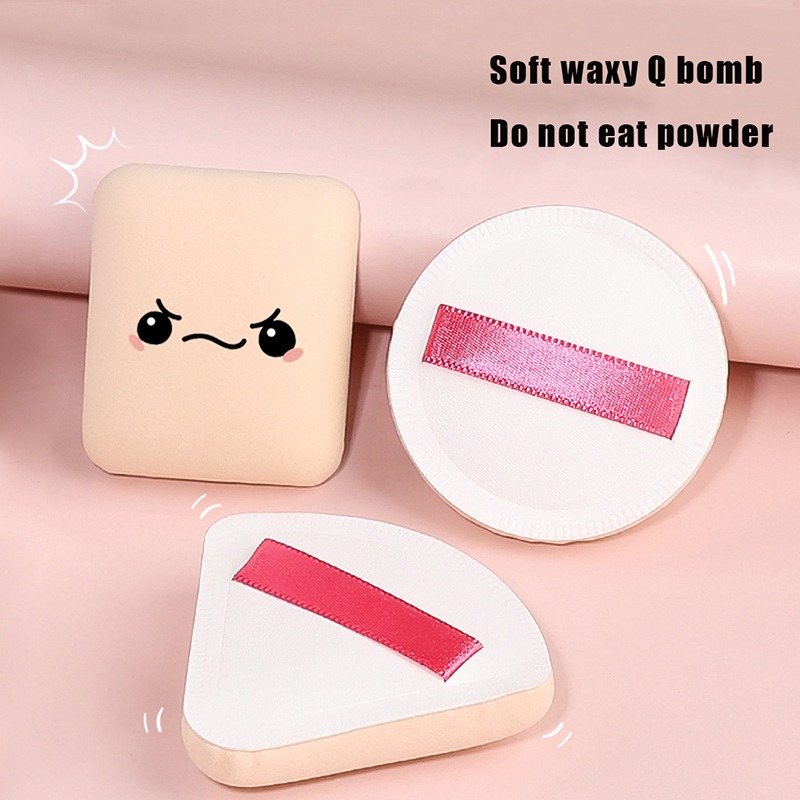 3 Pieces Dry Wet Usable Makeup Cosmetic Puff Sponge Cushion Puff for Foundation Powder Soft and Cute