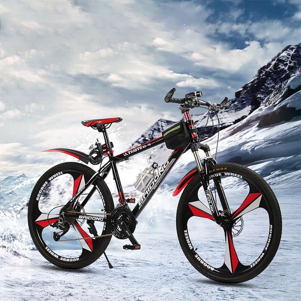 Adult Mountain Bike 27 Speed 26 Inch Male And Female High Carbon Steel Frame Variable Speed Shock Absorption And Disc Brakes