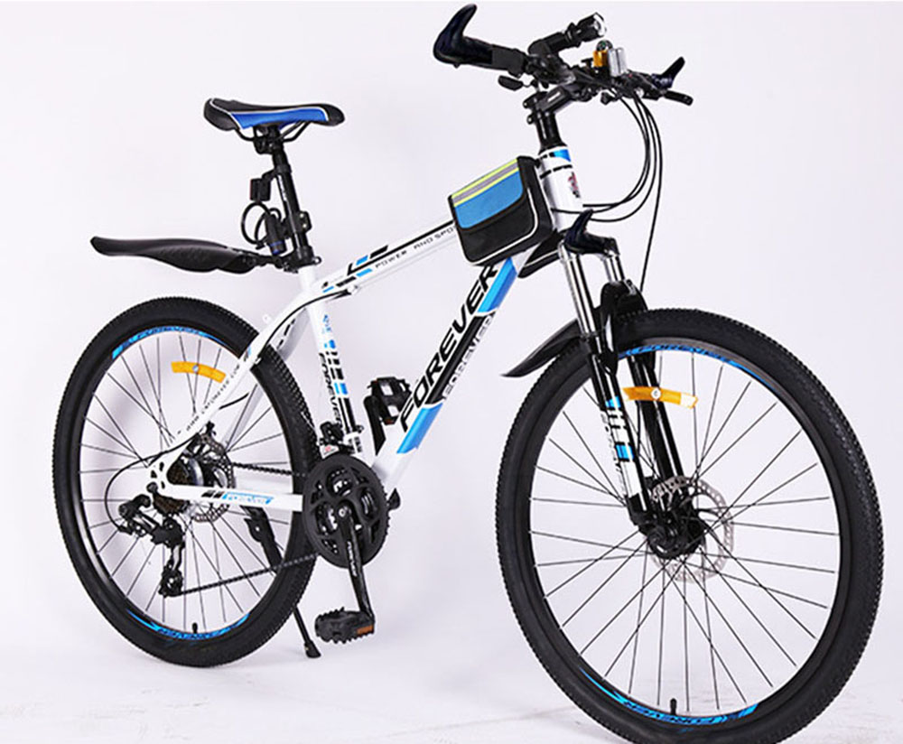 24/26 Inch Riding Bicycle Mountain Bike Carbon Steel Frame With Dual Disc Brakes Bold Wear-Resistant Tires