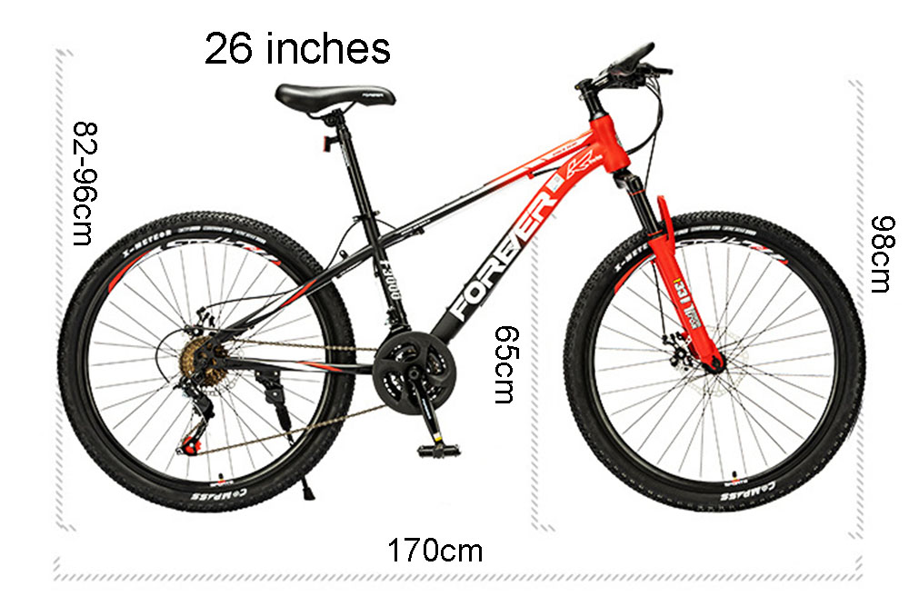 24/26 Inch Riding Bicycle Mountain Bike Carbon Steel Frame With Dual Disc Brakes Bold Wear-Resistant Tires