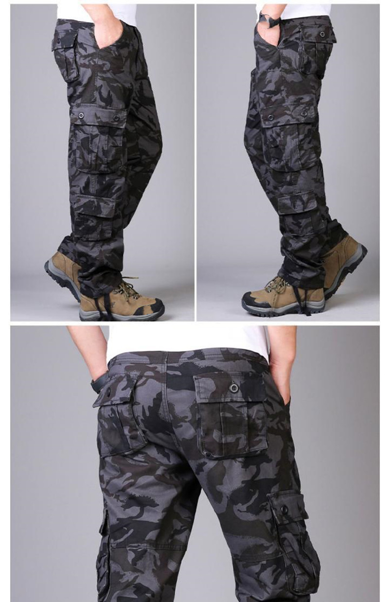 Military Camouflage Combat Cargo Pants Men Casual Cotton Multi Pockets Pants Hip Hop Streetwear Army Straight Long Trousers