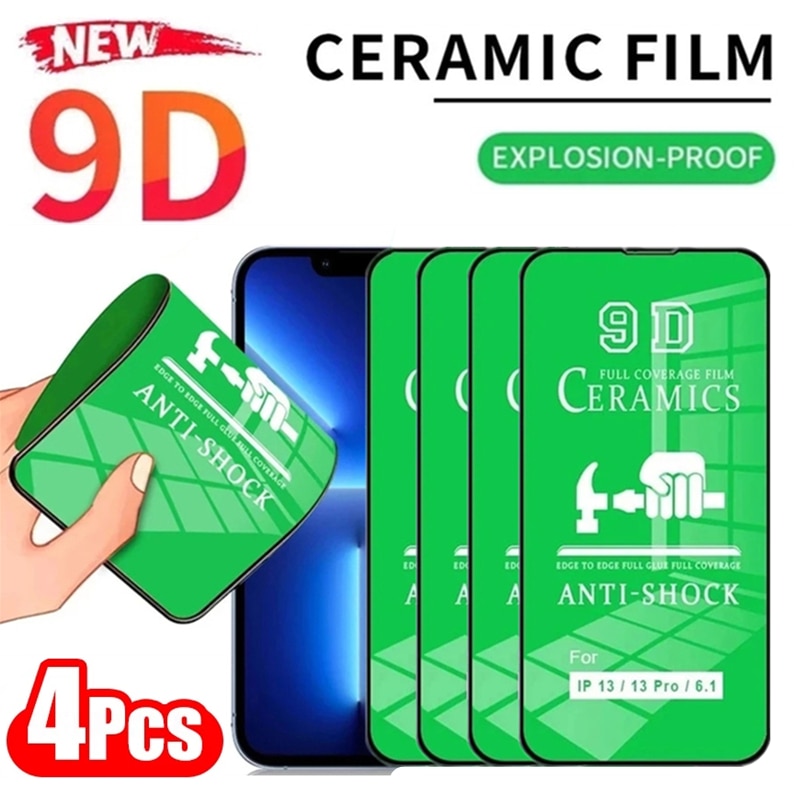 4Pcs 9D Soft Ceramic Film for iPhone 11 12 13 14 Pro Max 6 7 8 14 Plus Screen Protector for iPhone 13 Mini X XR XS MAX Not-Glass