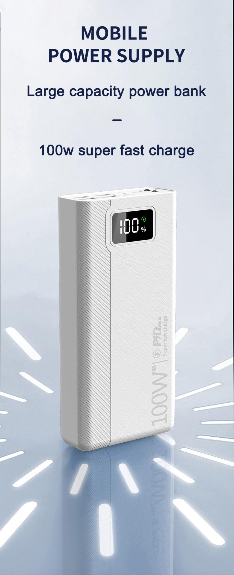 New 100W Super Fast Charging Power Bank 100000mAh 4 USB powerbank for 14 powerbank Portable External Battery Charger