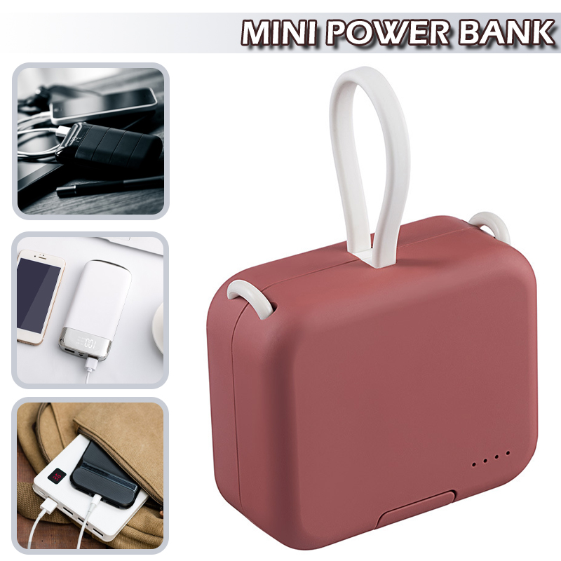 Portable Charger 4000mAh Power Bank Fast Charging Built-in Cable Phone Holder Purple/Red/Green Optional Color Brand New