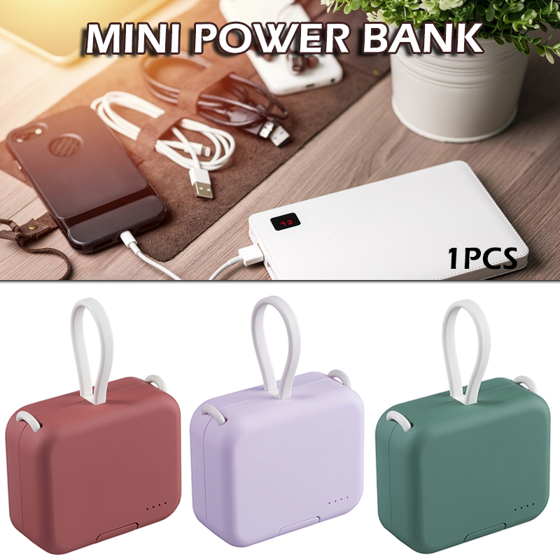 Portable Charger 4000mAh Power Bank Fast Charging Built-in Cable Phone Holder Purple/Red/Green Optional Color Brand New