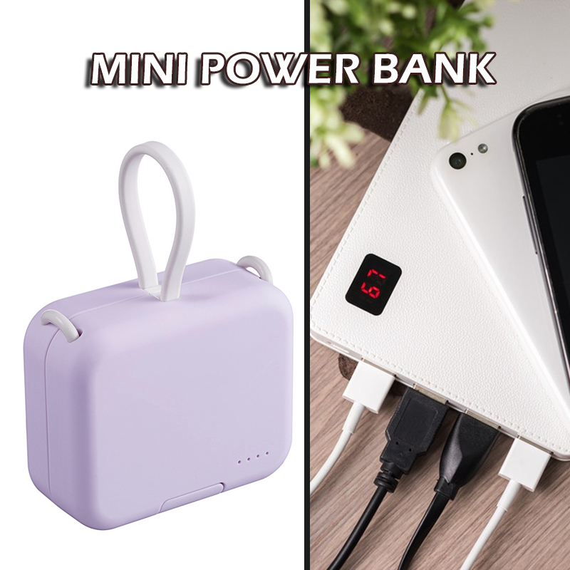 Portable Charger 4000mAh Power Bank Fast Charging Built-in Cable Phone Holder Purple/Red/Green Optional Color Brand New