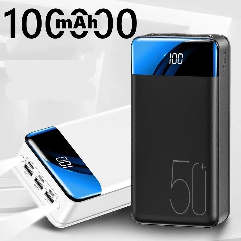 Large Capacity Power Bank 50000mAh Fast Charging Powerbank 3 USB Poverbank Portable External Battery Charger For