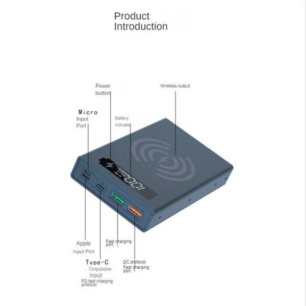 DIY 5X18650 Power Bank Case Detachable Portable Battery Charge Storage Box Shell PD- with LED Lighting Without Battery - Image 4