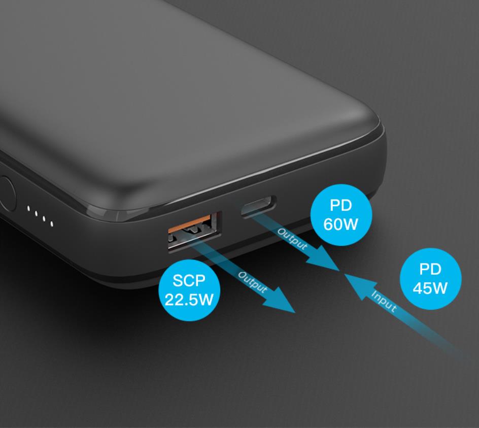 New 20000mAh PD 60W Fast Charging Power Bank Type C Two Way Quick Charge Portable Powerbank for Laptop Mobile Phone